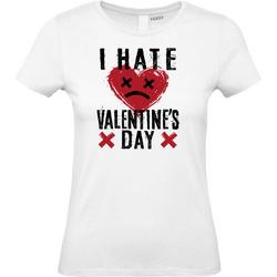 Dames T-shirt I Hate Valentines Day | valentijn cadeautje voor hem haar | valentijn | valentijnsdag cadeau | Wit dames | maat S